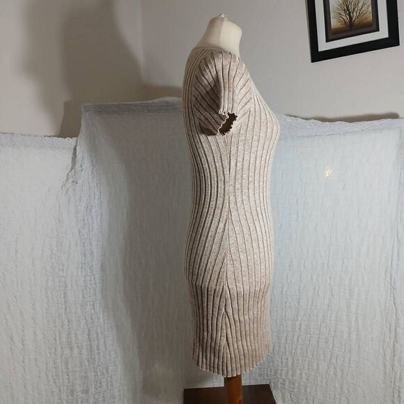 Promesa Ribbed Beige Bodycon Dress Size M - Picture 3 of 9